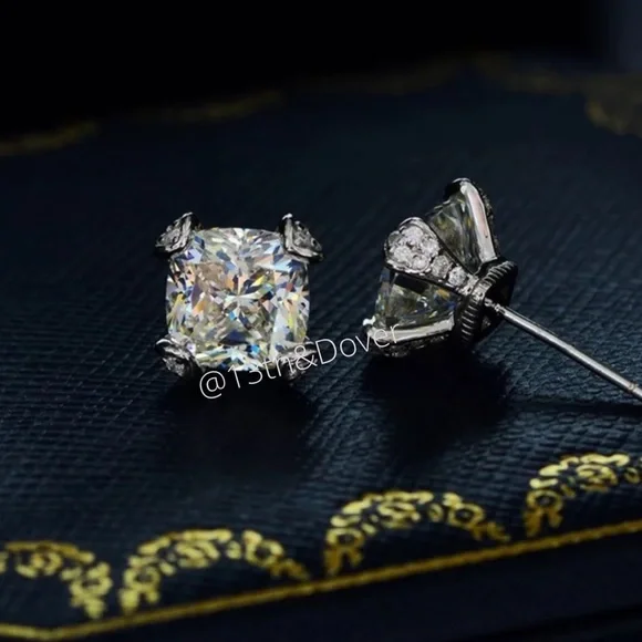 2ct Cushion Cut Earrings - Picture 8 of 11